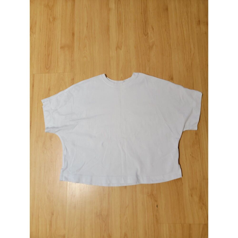 Mango MNG Boxy Crewneck T-Shirt Short Sleeve Side Slit White S